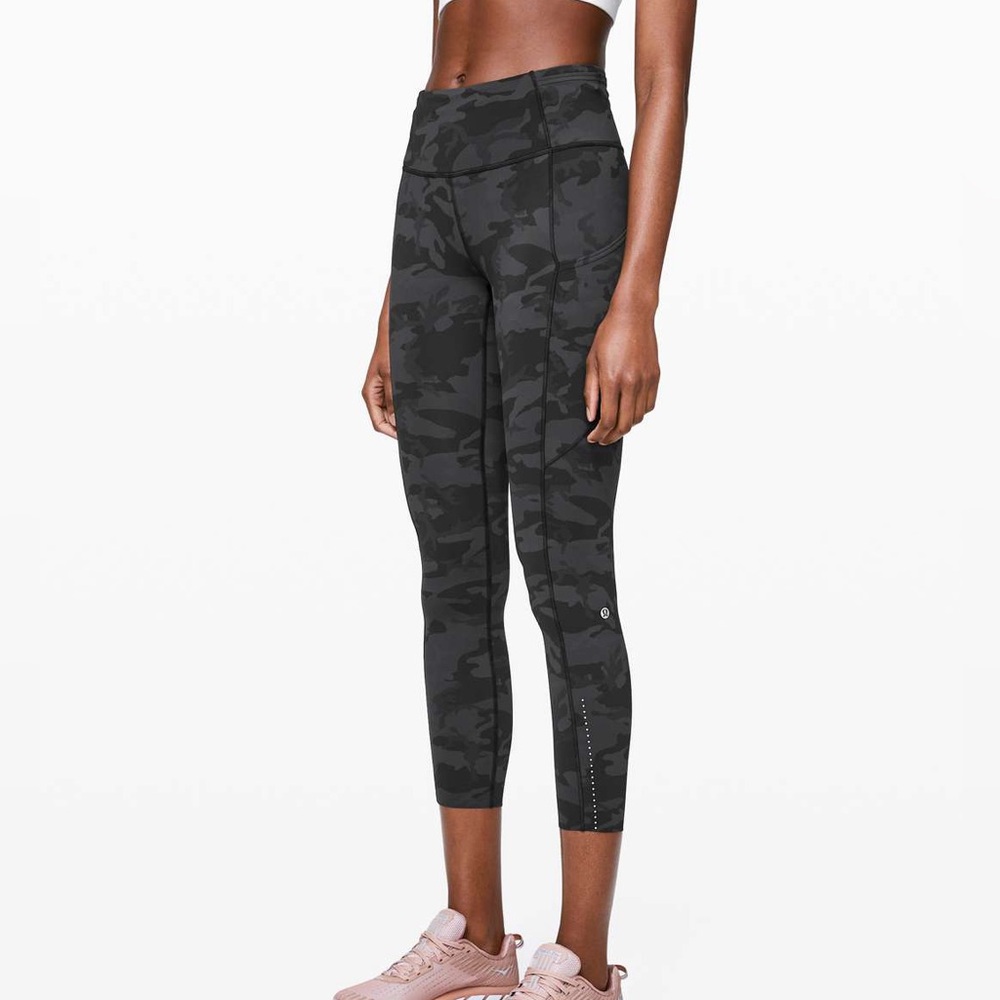 lululemon Fast and Free Tight Size 2, Incognito Camo Multi Grey 25”